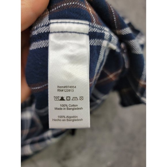 Jachs XLT Plaid Flannel‎ Shirt Heavy 100% Cotton Overshirt Blue plaid Button Up - Picture 9 of 9